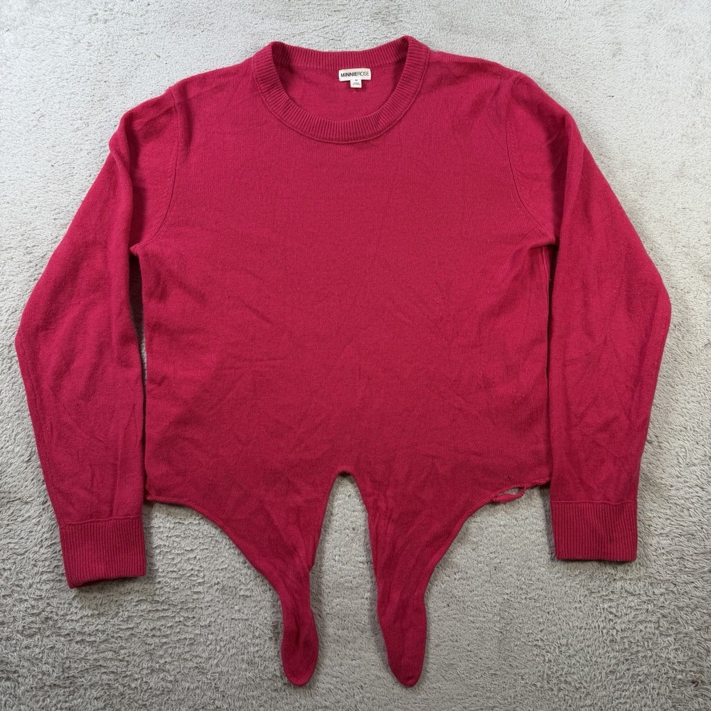 Minnie Rose Sweater Womens Medium Pink 100% Cashmere Crewneck Pullover Soft